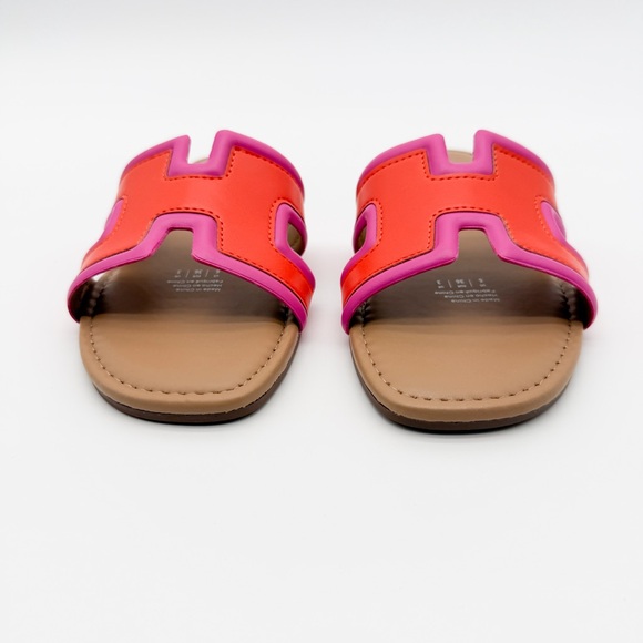 Call It Spring Kamiko Multicolor Slide Sandals Red Orange Pink 6 NEW - Picture 3 of 14